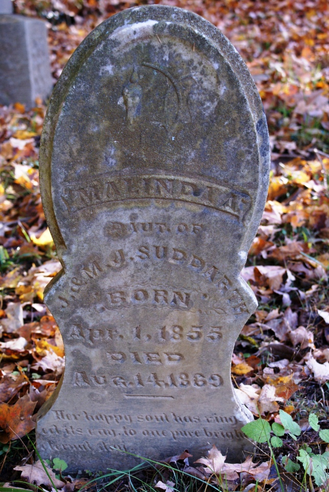 Malinda Suddarth's gravestone in Marengo Cemetery