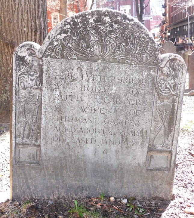 Grave marker of Ruth Carter, The Old Granary Burying Ground, Boston
